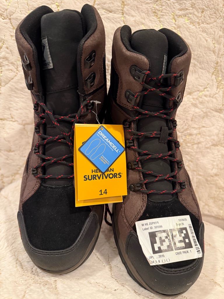Hi-Tec Men's Brown And Black Hiking Boots With Red-Accent Laces